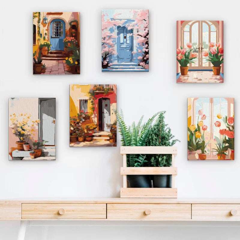 Coffret “Entrées Fleuries” – 6 peintures par numéro