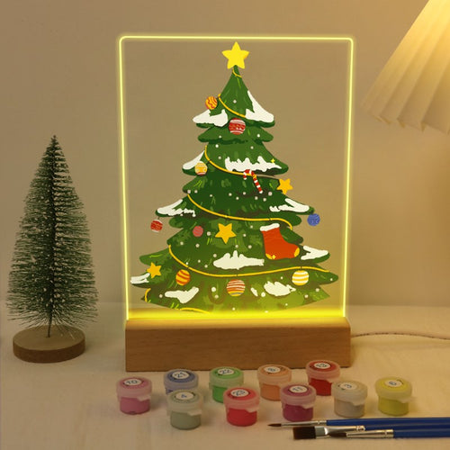 Lampe à peindre par numéro Sapin Enneigé, Maison Artsen