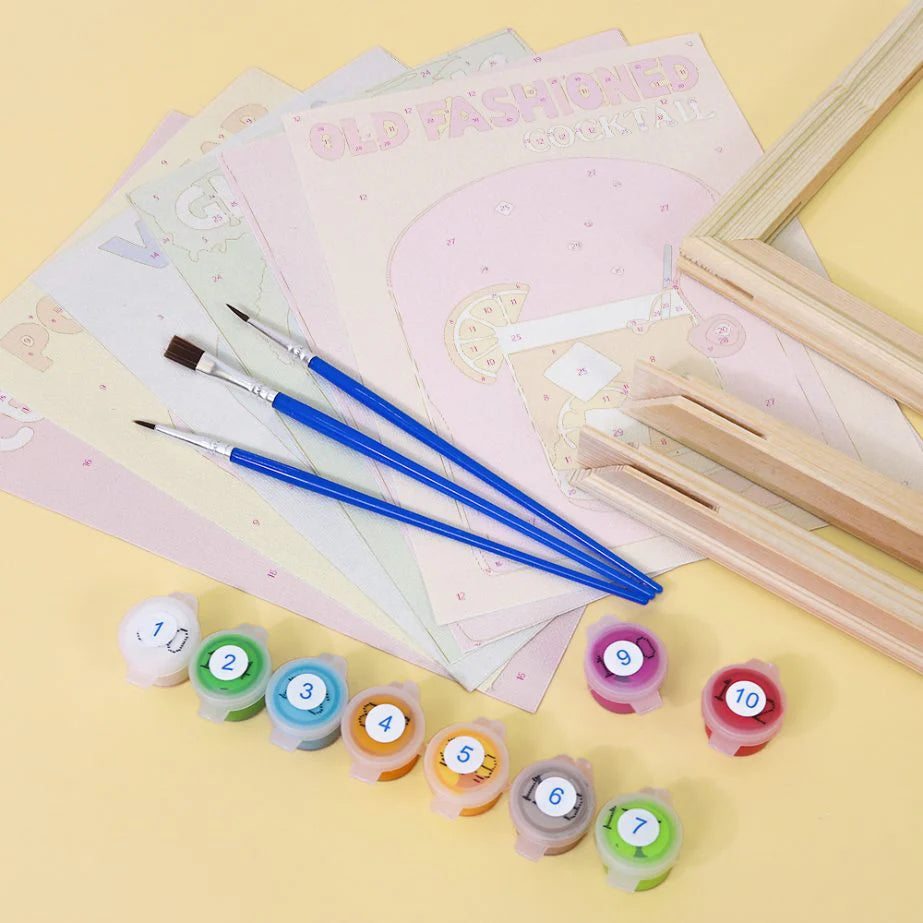 Peinture par numéro Cocktails Colorés – détail toile – Maison Artsen