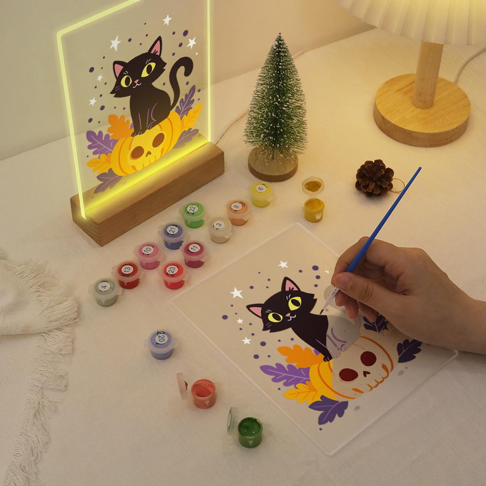 Lampe à peindre par numéro Chat sur sa Citrouille, vue 7, Maison Artsen