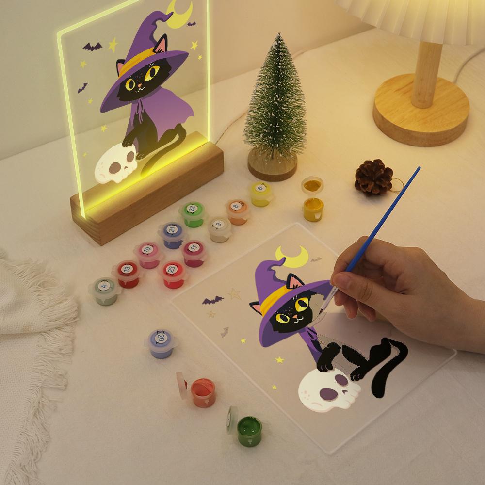 Lampe à peindre par numéro Chat Sorcier, vue 5, Maison Artsen