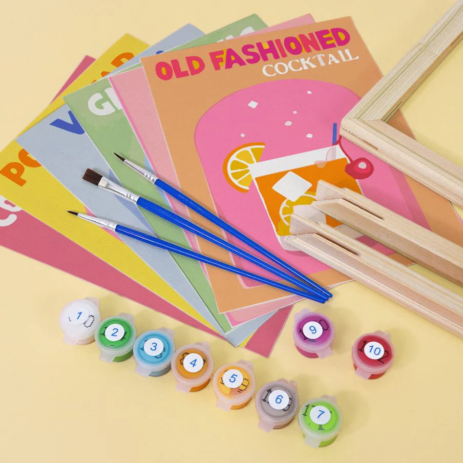 Peinture par numéro Cocktails Colorés – détail toile – Maison Artsen