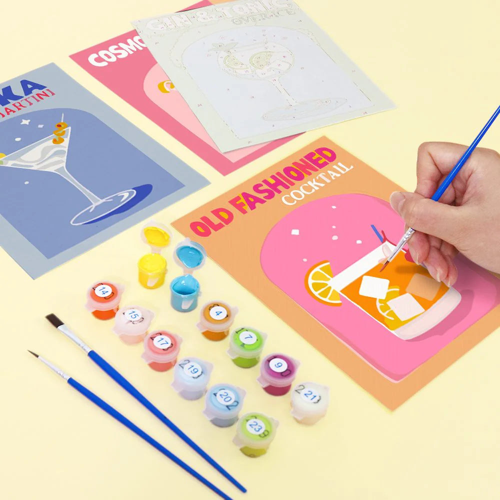 Peinture par numéro Cocktails Colorés – détail toile – Maison Artsen