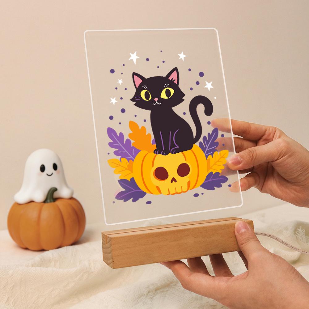 Lampe à peindre par numéro Chat sur sa Citrouille, vue 4, Maison Artsen