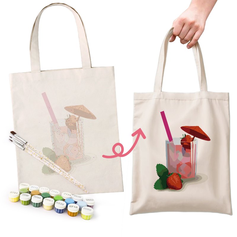 Tote bag à peindre par numéro Daiquiri à la Fraise, vue 5, Maison Artsen