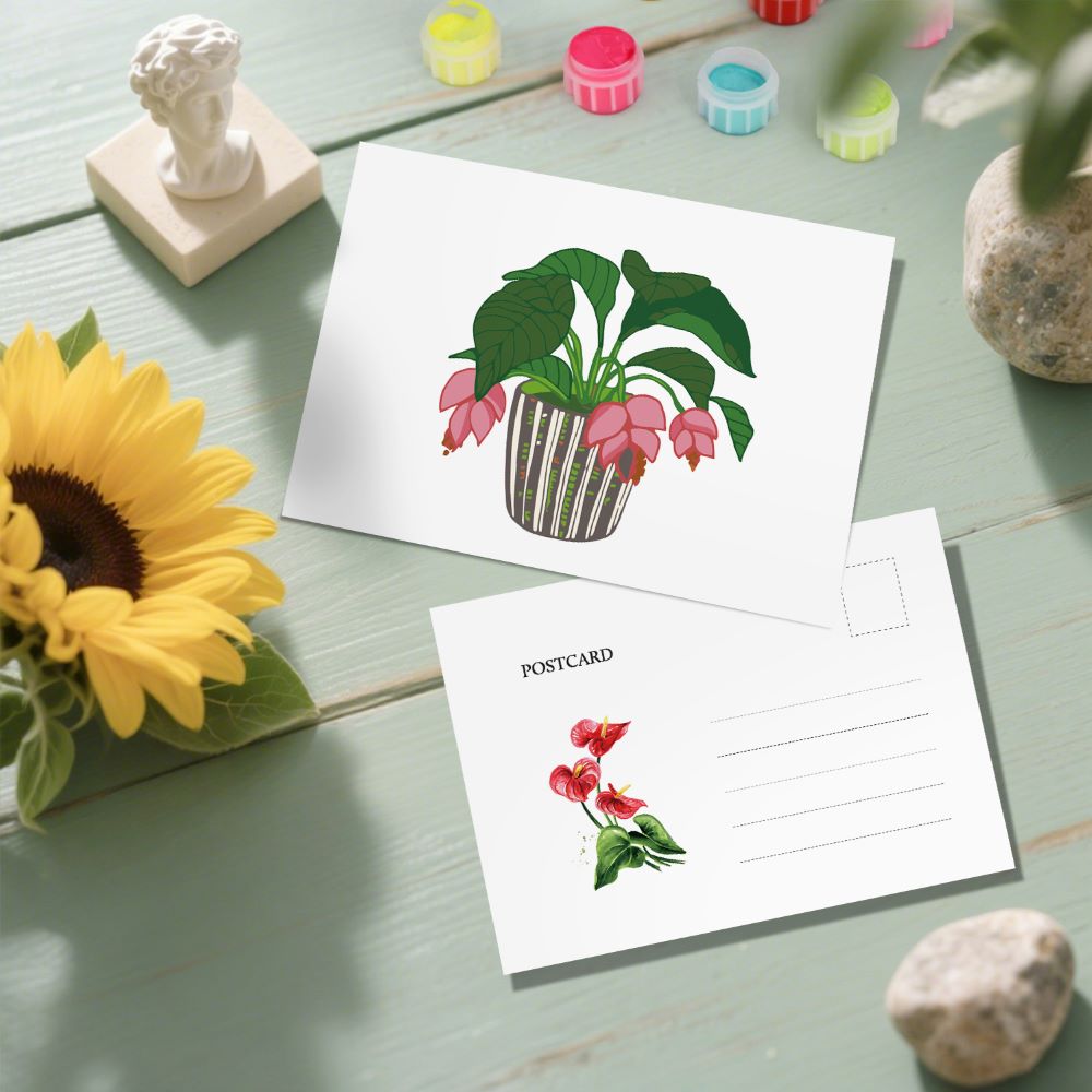 Cartes postales à peindre par numéro Plantes Vertes, vue 4, Maison Artsen
