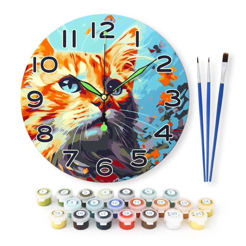 Horloge à peindre par numéro Chat Roux, vue 4, Maison Artsen