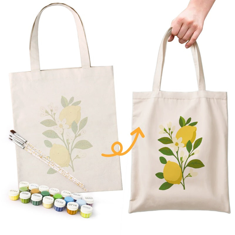 Tote bag à peindre par numéro Branche de Citrons, vue 5, Maison Artsen