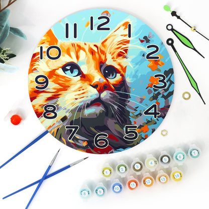 Horloge à peindre par numéro Chat Roux, vue 6, Maison Artsen