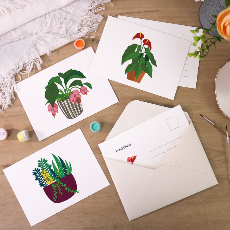 Cartes postales à peindre par numéro Plantes Vertes, vue 3, Maison Artsen