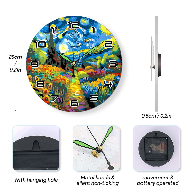 Horloge à peindre par numéro Champ sous les Étoiles, vue 5, Maison Artsen