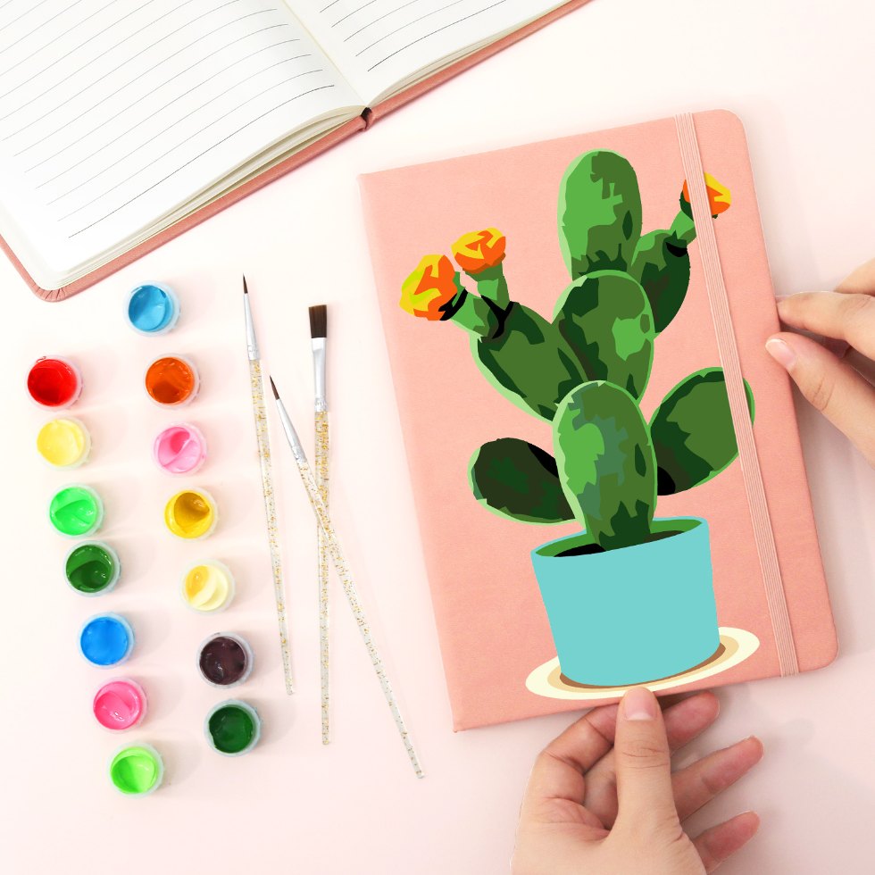 Carnet à peindre par numéro Cactus en Fleurs, vue 4, Maison Artsen