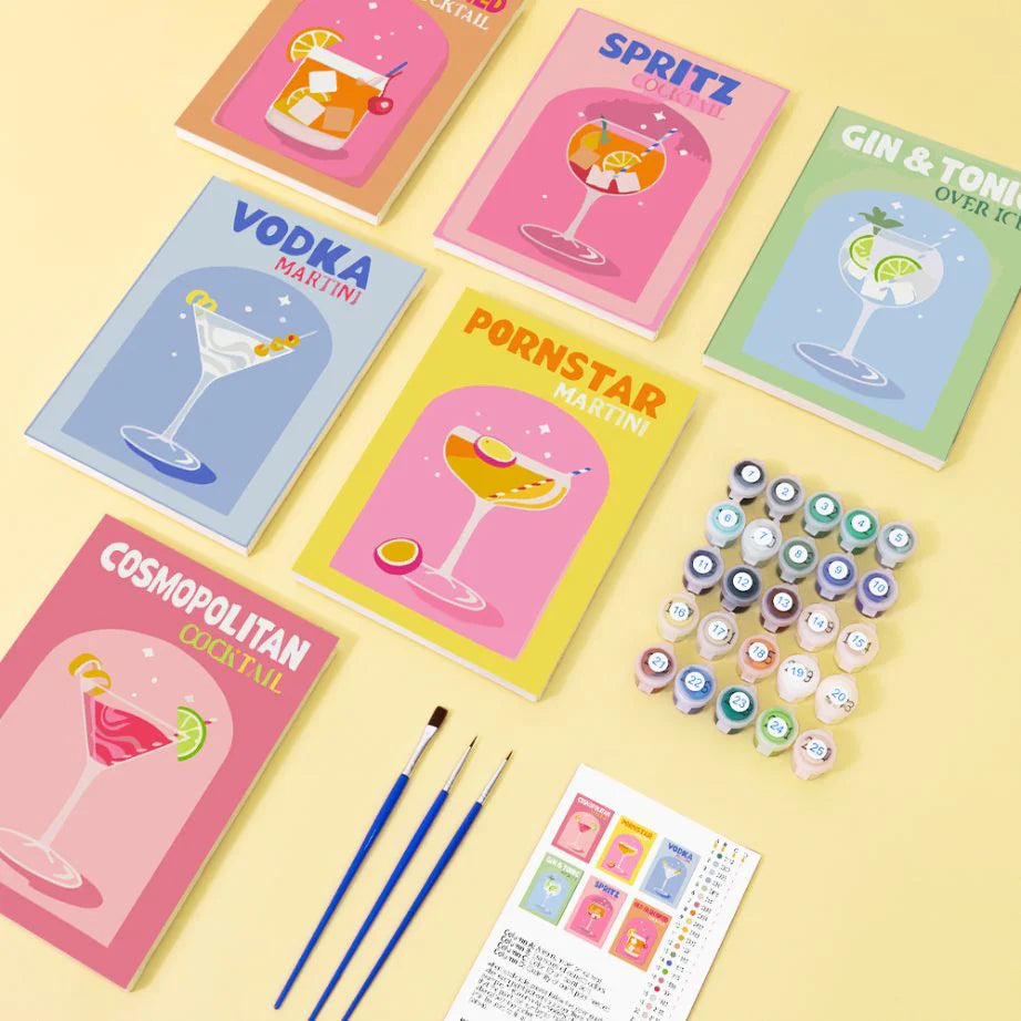 Peinture par numéro Cocktails Colorés – détail toile – Maison Artsen