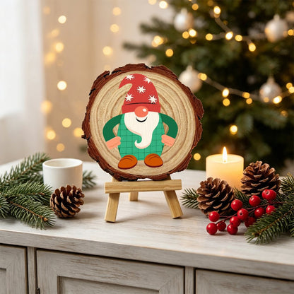 Rondelle de bois à peindre par numéro Lutin de Noël, vue 4, Maison Artsen