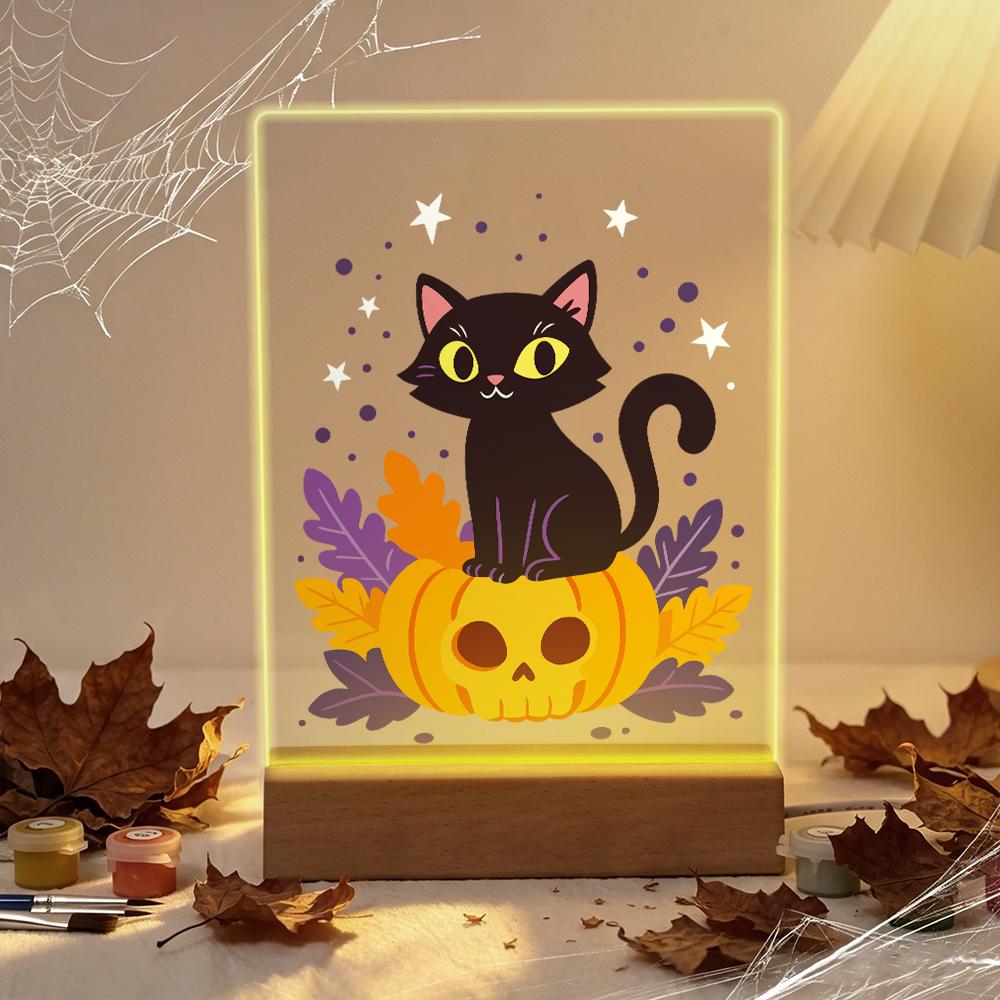 Lampe à peindre par numéro Chat sur sa Citrouille, Maison Artsen
