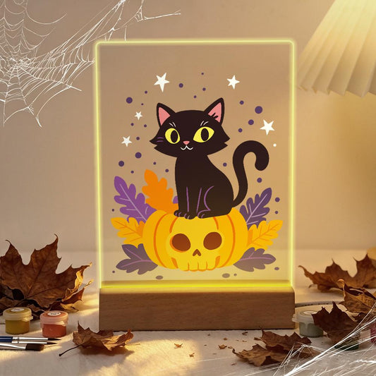 Lampe à peindre par numéro Chat sur sa Citrouille, Maison Artsen