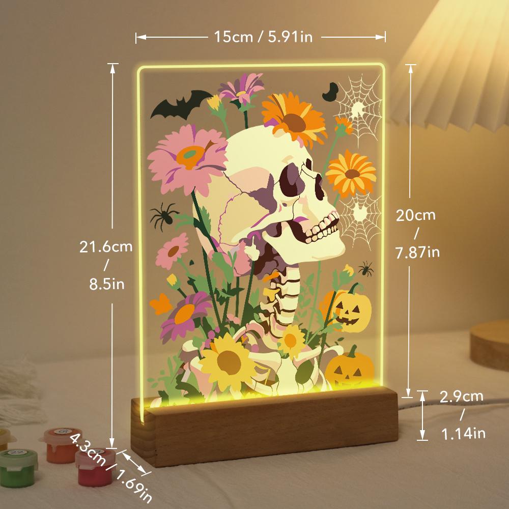 Lampe à peindre par numéro Crâne en Fleurs, vue 4, Maison Artsen