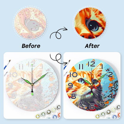 Horloge à peindre par numéro Chat Roux, vue 9, Maison Artsen