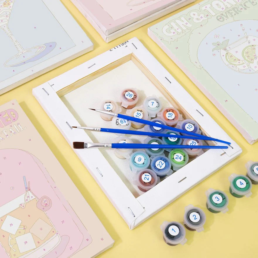 Peinture par numéro Cocktails Colorés – détail toile – Maison Artsen