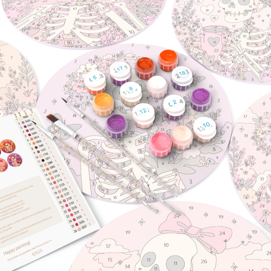 Sets de table à peindre par numéro Squelettes en Fleurs, vue 7, Maison Artsen