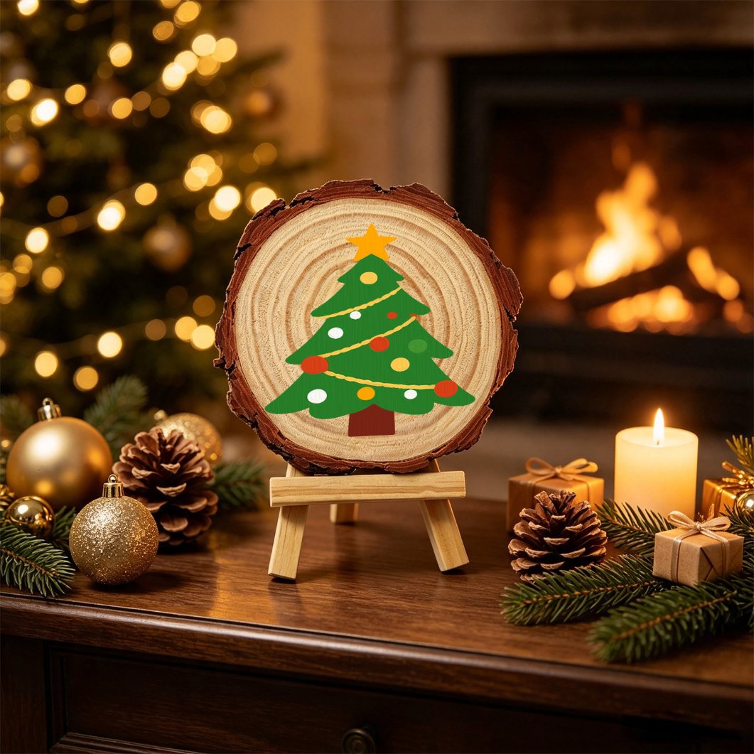 Rondelle de bois à peindre par numéro Petit Sapin de Noël, vue 3, Maison Artsen