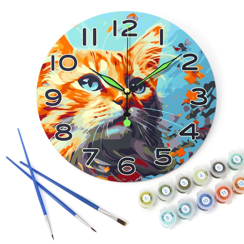 Horloge à peindre par numéro Chat Roux, vue 5, Maison Artsen