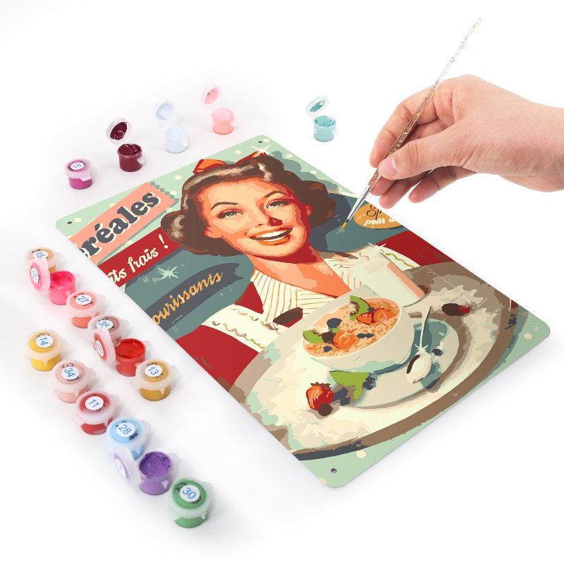 Affiche en métal à peindre par numéro Petit-Déjeuner Rétro, vue 4, Maison Artsen