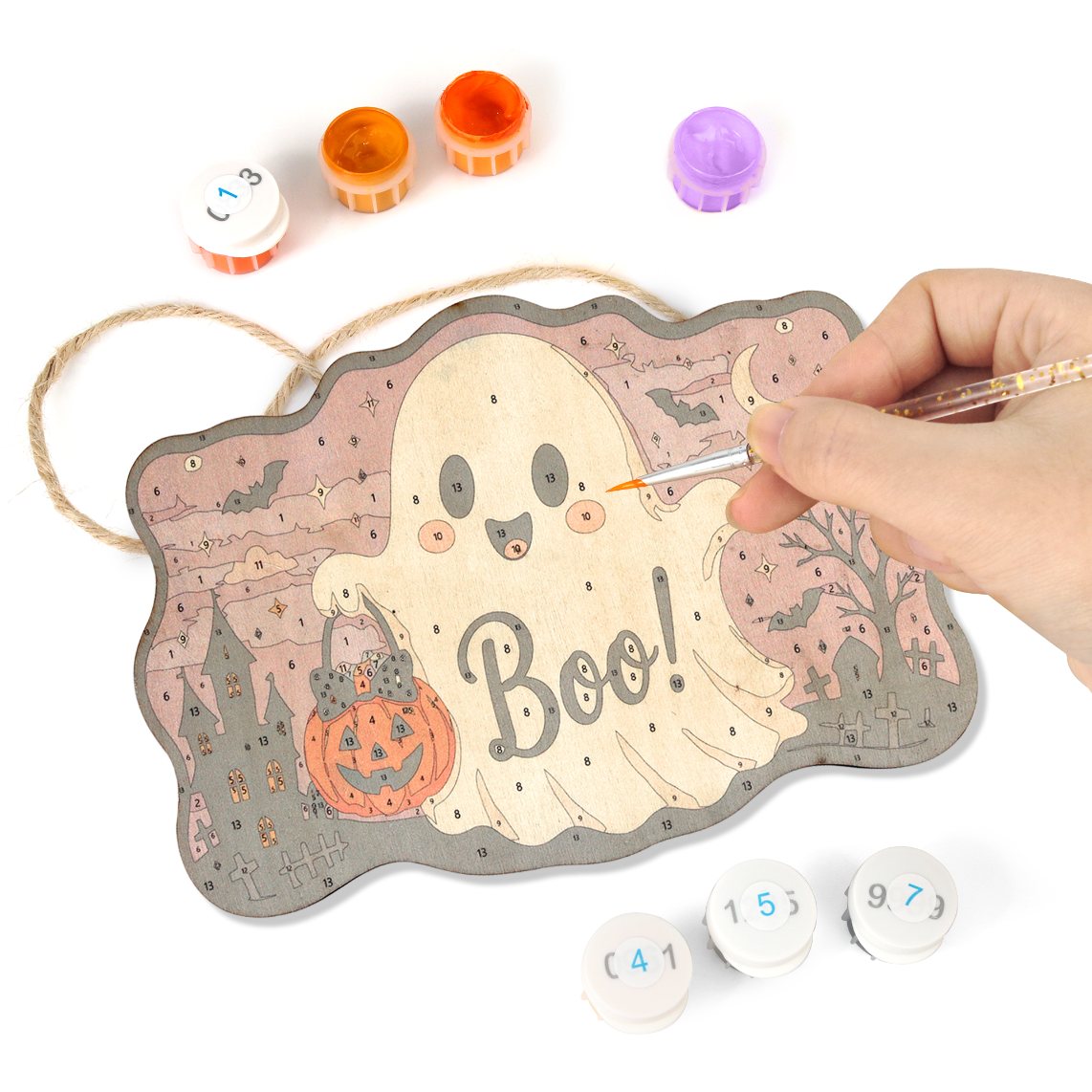 Pancarte à peindre par numéro Petit Fantôme Boo, vue 7, Maison Artsen