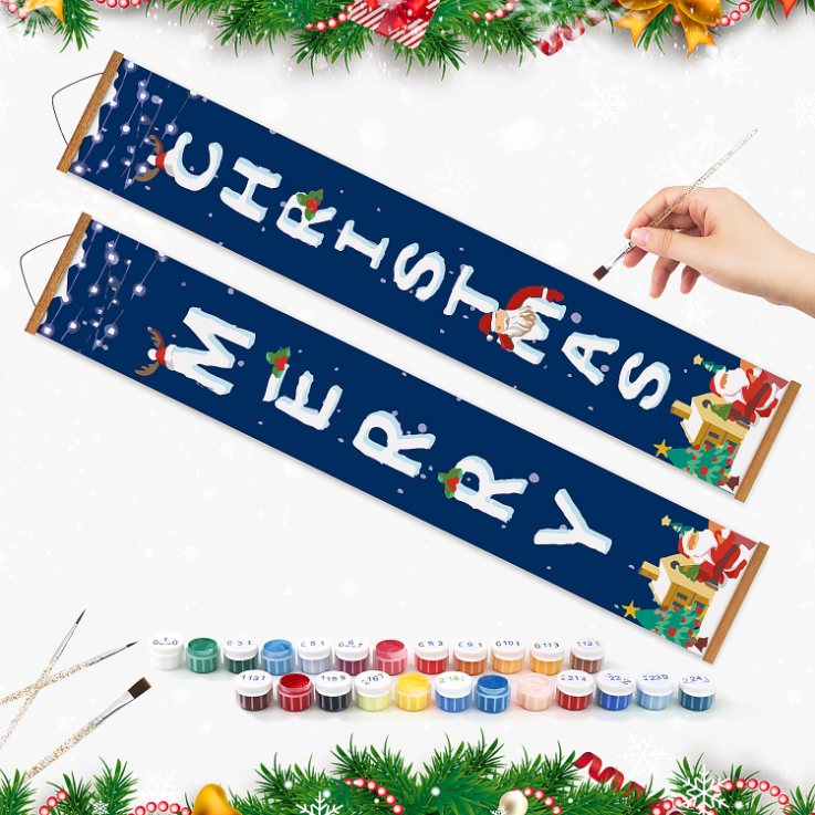 Panneaux de porte à peindre par numéro Merry Christmas Bleu Nuit, vue 6, Maison Artsen