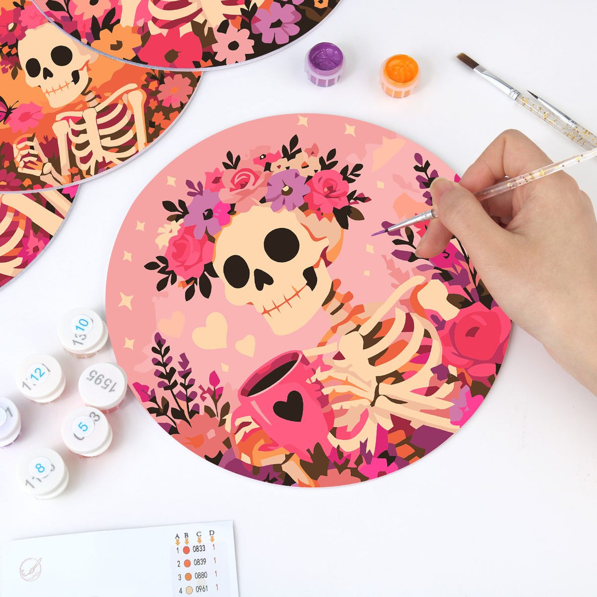 Sets de table à peindre par numéro Squelettes en Fleurs, vue 2, Maison Artsen