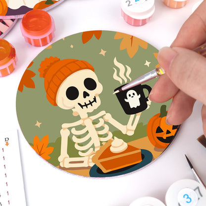 Sous-verres à peindre par numéro Halloween Douillet, vue 2, Maison Artsen