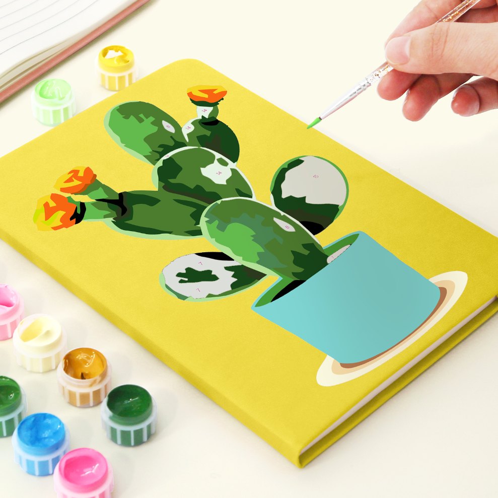 Carnet à peindre par numéro Cactus en Fleurs, vue 5, Maison Artsen