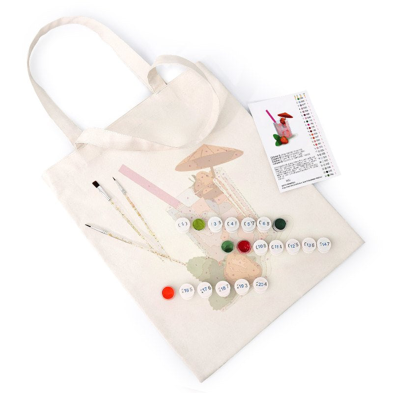 Tote bag à peindre par numéro Daiquiri à la Fraise, vue 4, Maison Artsen