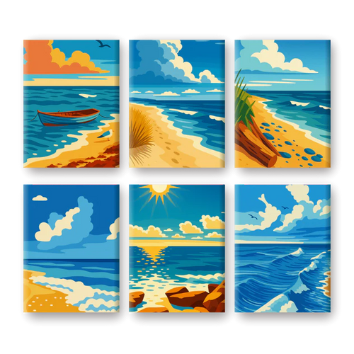 Coffret “Ile déserte” – 6 peintures par numéro