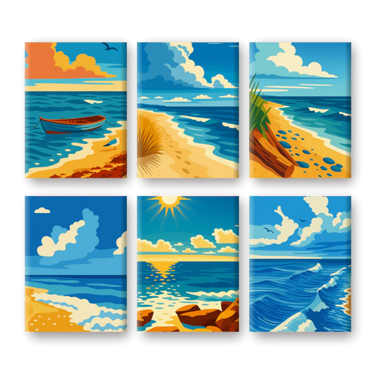 Coffret de 6 peintures par numéro “Ile déserte"