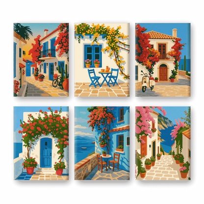 Coffret “Village en mer” – 6 peintures par numéro