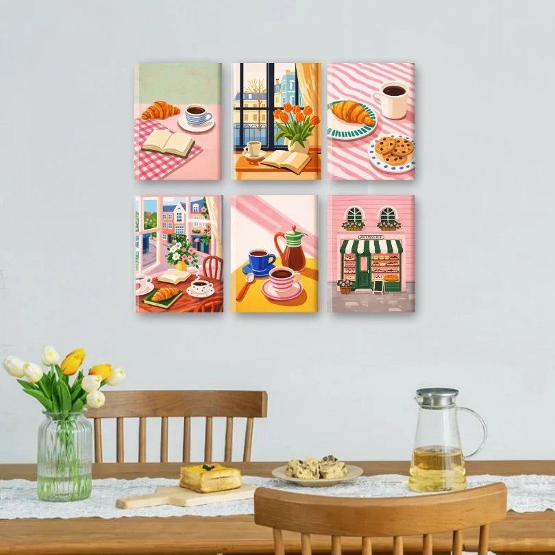 Coffret 6 peintures par numéro Coffee Moments – aux couleurs inspirantes – Maison Artsen