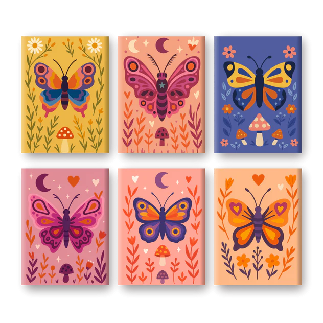 Coffret 6 peintures par numéro Papillons – sur le thème des papillons – Maison Artsen