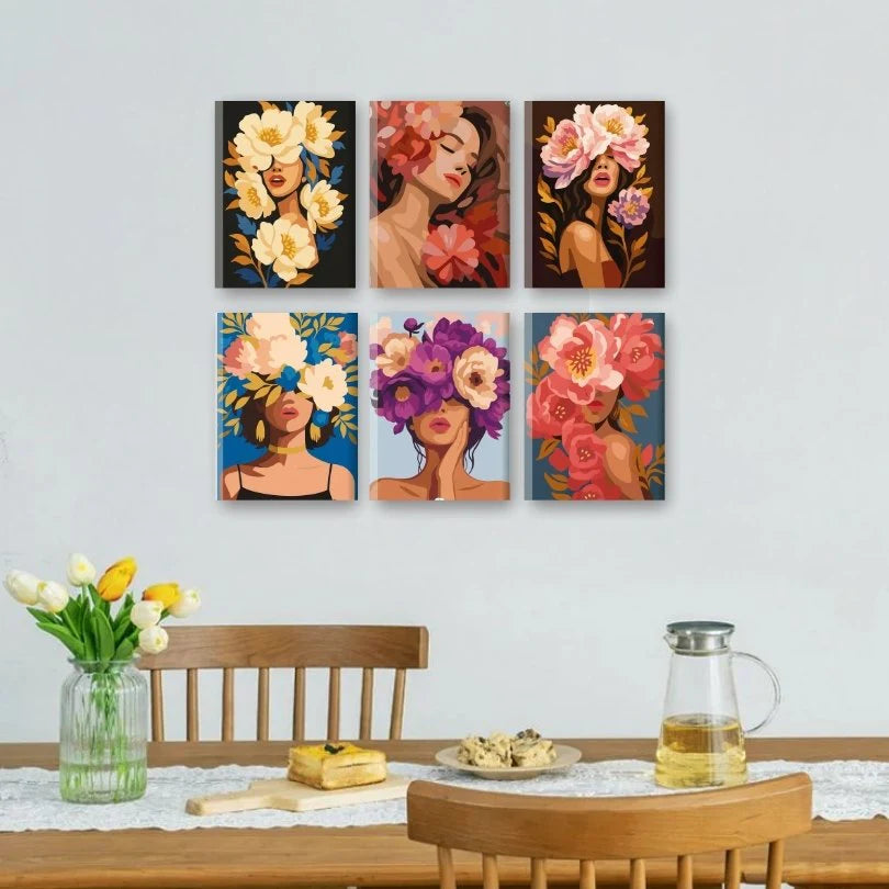 Coffret “Femmes Fleuries” – 6 peintures par numéro