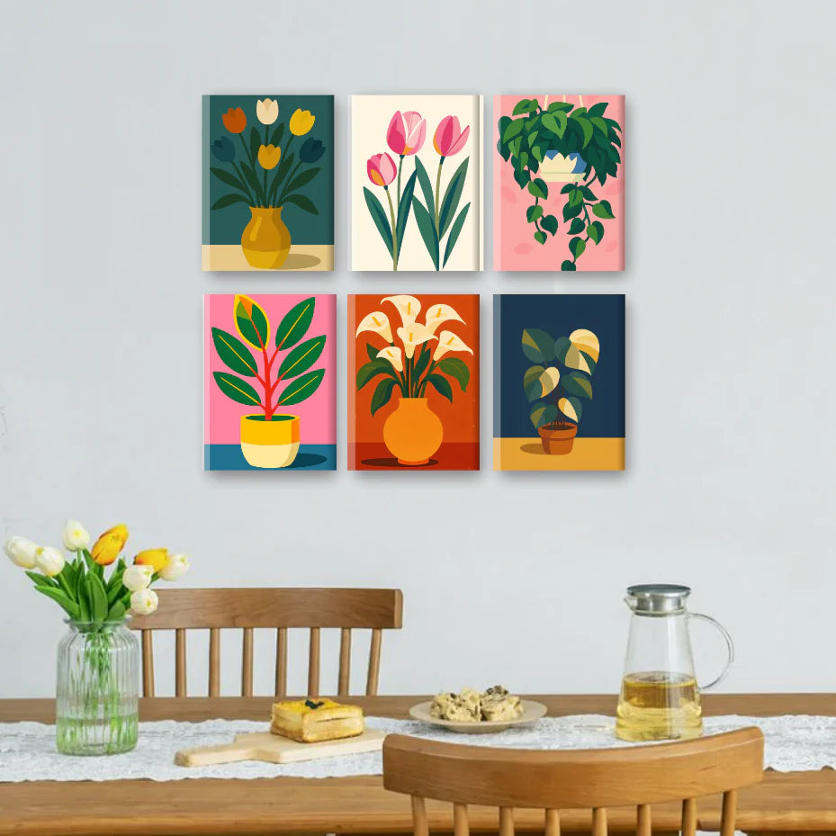 Peintures par numéro Plantes, Fleurs & Couleurs en décoration murale – sur le thème de la nature – Maison Artsen