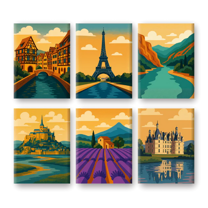 Coffret “Paysages Français” – 6 peintures par numéro