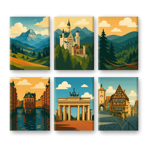 Coffret “Paysages d'Allemagne” – 6 peintures par numéro