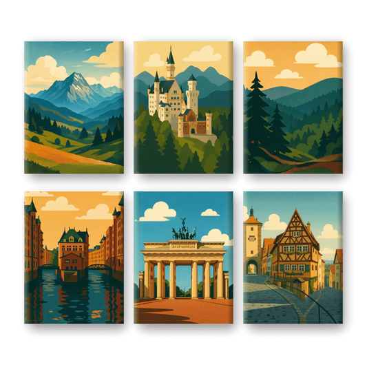 Coffret “Paysages d'Allemagne” – 6 peintures par numéro