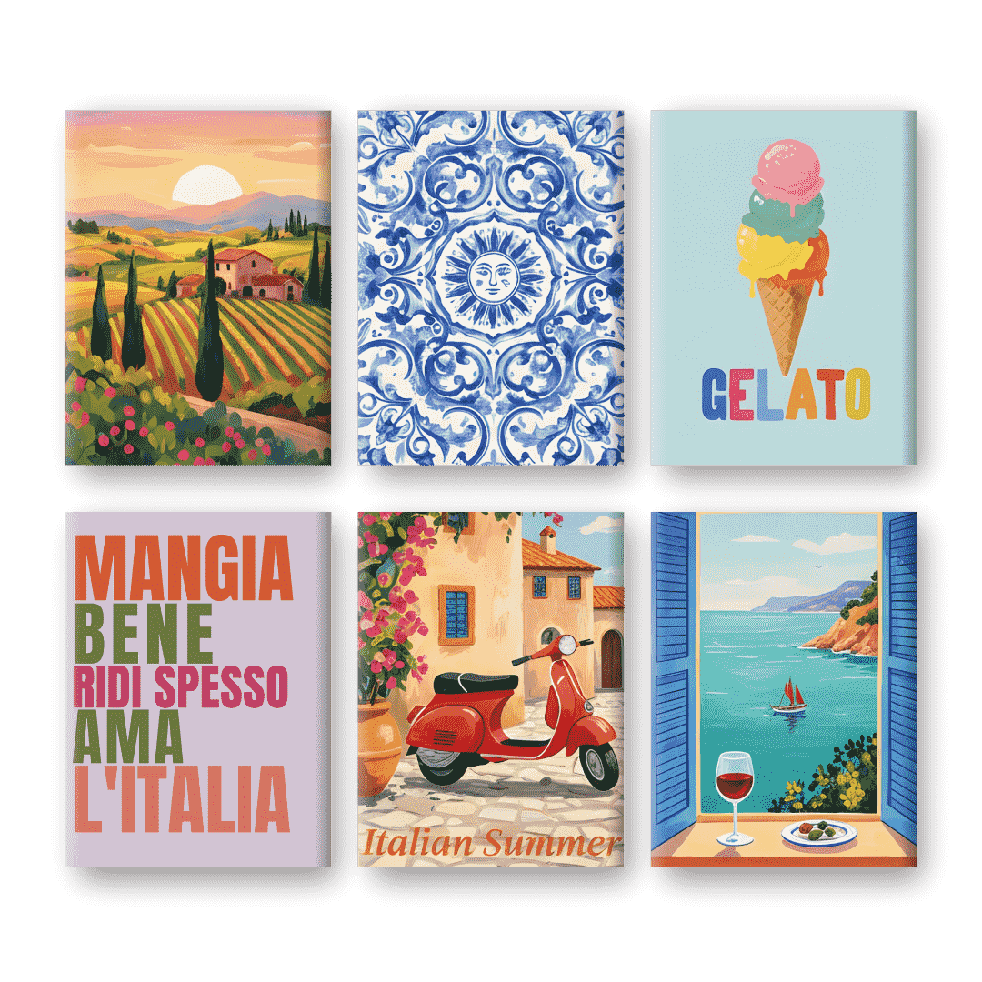 Coffret 6 peintures par numéro Univers Italiens – aux ambiances italiennes – Maison Artsen