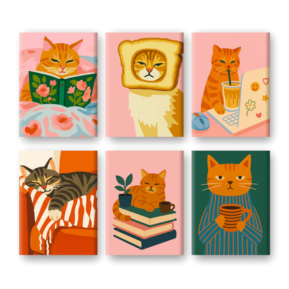 Coffret “Chat Cocooning” – 6 peintures par numéro