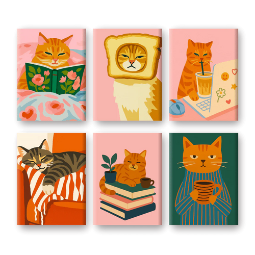 Coffret “Chat Cocooning” – 6 peintures par numéro