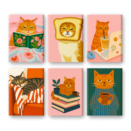 Coffret “Chat Cocooning” – 6 peintures par numéro