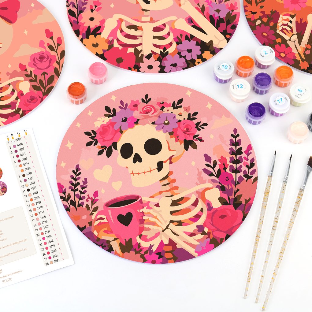 Sets de table à peindre par numéro Squelettes en Fleurs, vue 5, Maison Artsen