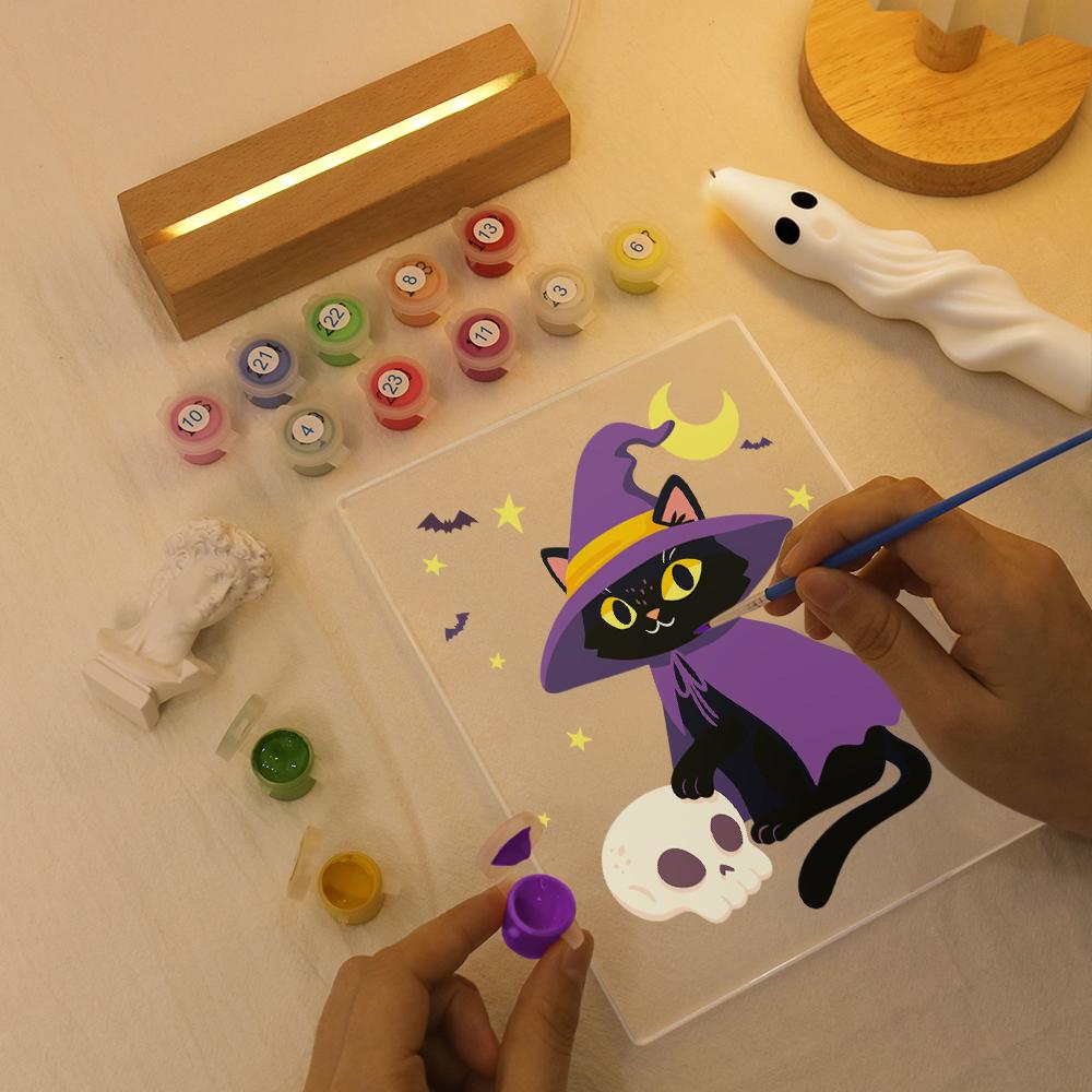 Lampe à peindre par numéro Chat Sorcier, vue 6, Maison Artsen