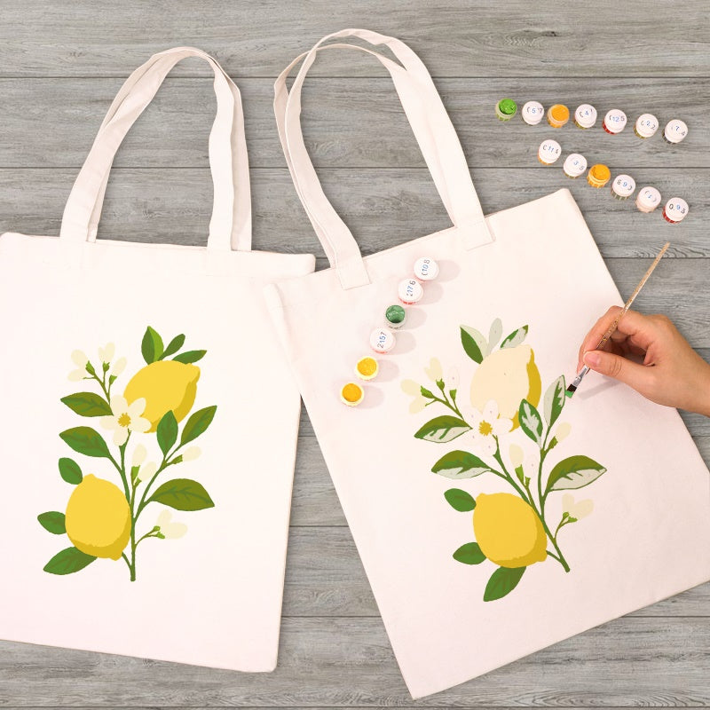 Tote bag à peindre par numéro Branche de Citrons, vue 3, Maison Artsen